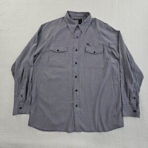 Rocawear Houndstooth Lightweight Flannel Shirt Men's XL Black Long Sleeve EUC LN